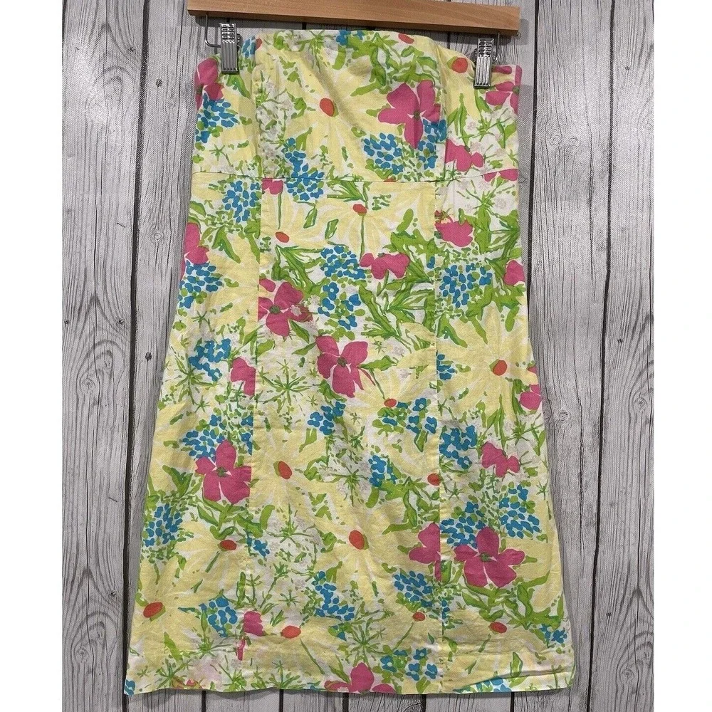 Lilly Pulitzer Strapless Franco Floral Mini Dress Cutout Back Tie Garden Party 6 - Picture 2 of 13
